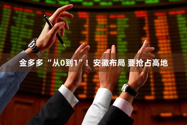 金多多 “从0到1”！安徽布局 要抢占高地