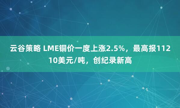 云谷策略 LME铜价一度上涨2.5%，最高报11210美元/吨，创纪录新高