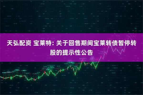 天弘配资 宝莱特: 关于回售期间宝莱转债暂停转股的提示性公告